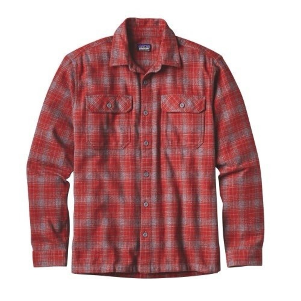 Patagonia Organic Cotton Fjord Flannel Shirt Mens Medium Red Plaid Long Sleeve